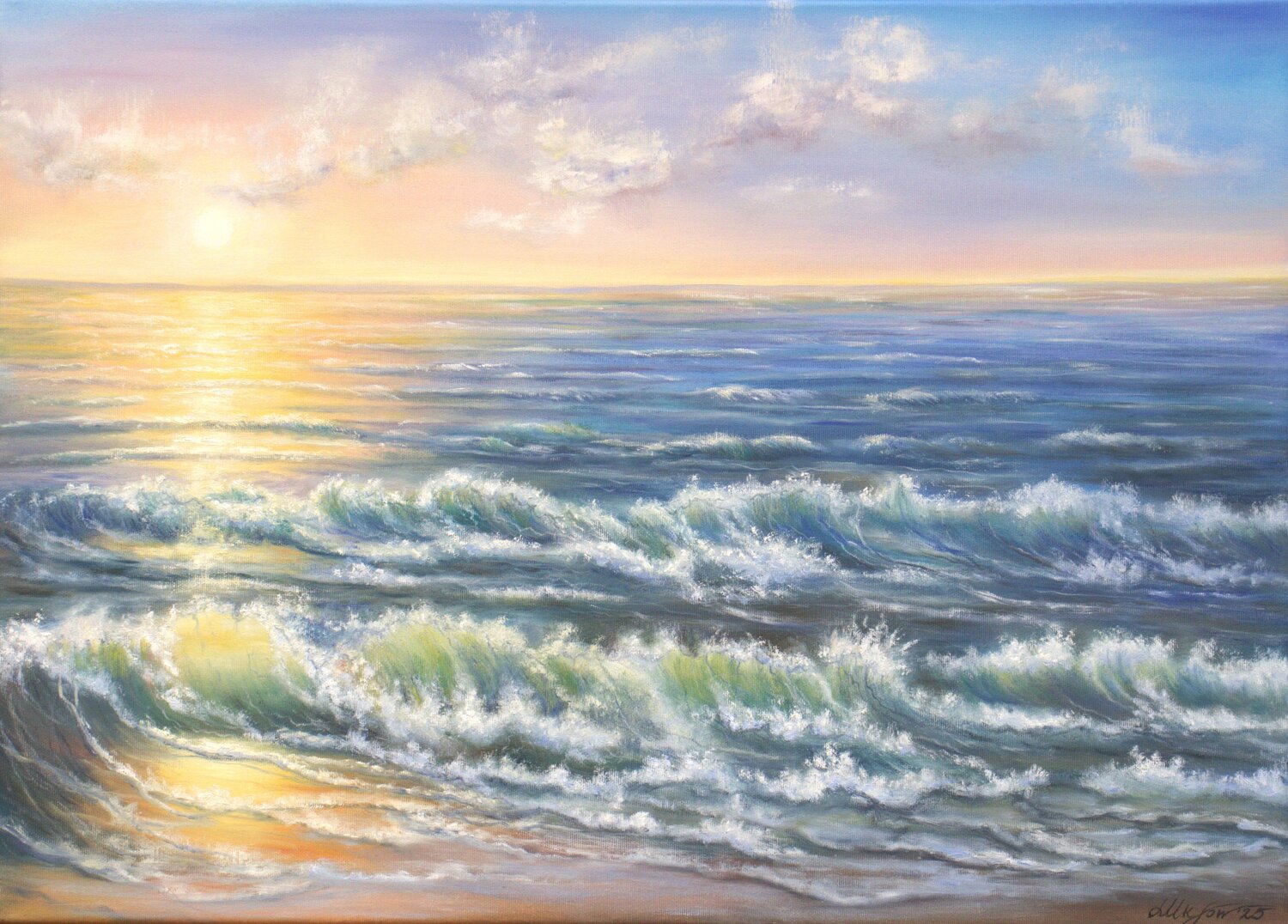 Ocean sunset 2 Ludmilla Ukrow Original painting for sale