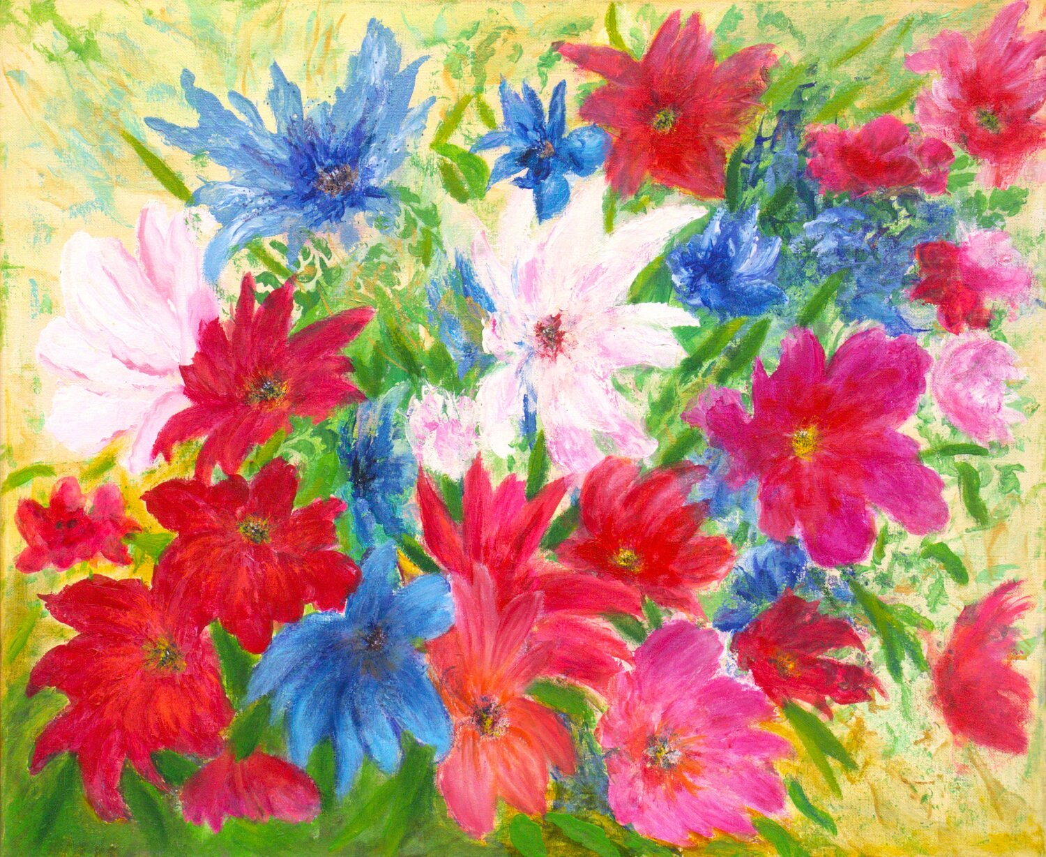 Colorful flowers Ludmilla Ukrow Original painting for sale