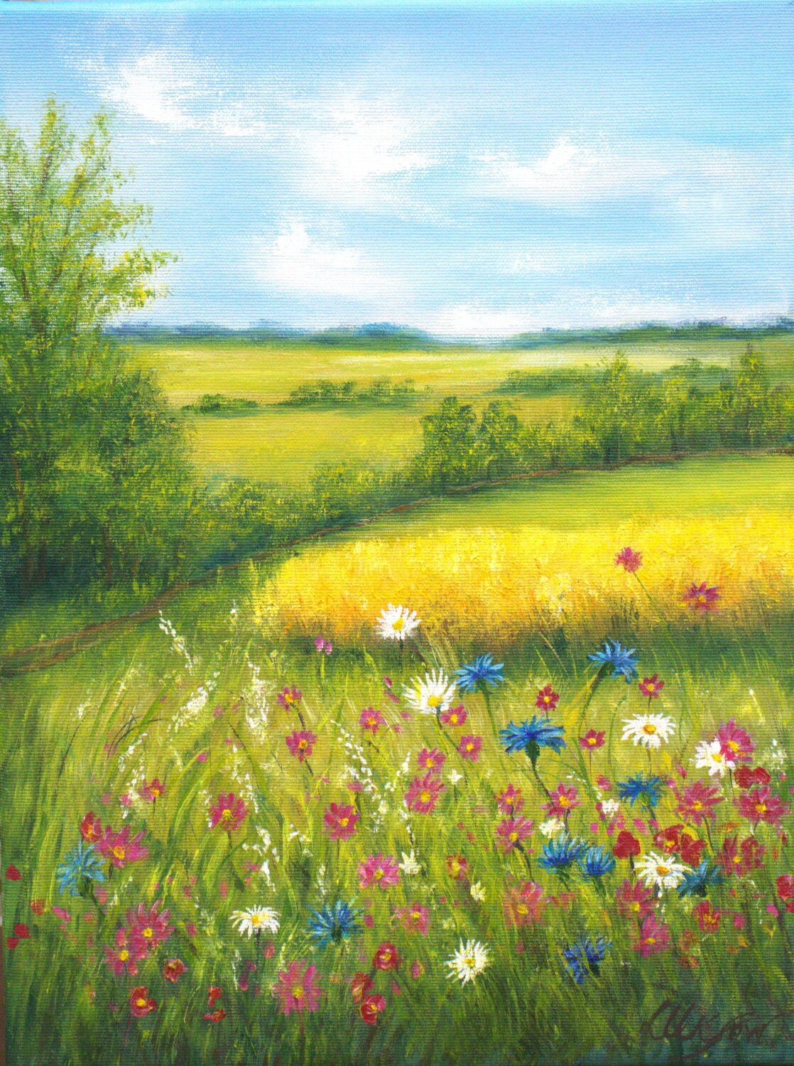 Summertime countryside Ludmilla Ukrow Original painting for sale