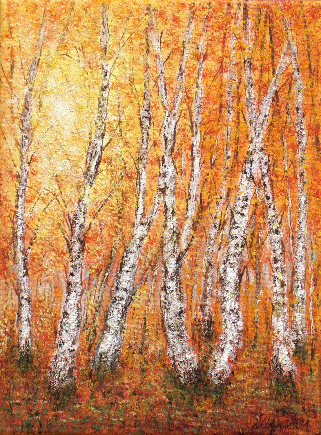 Birch forest Ludmilla Ukrow Original painting for sale
