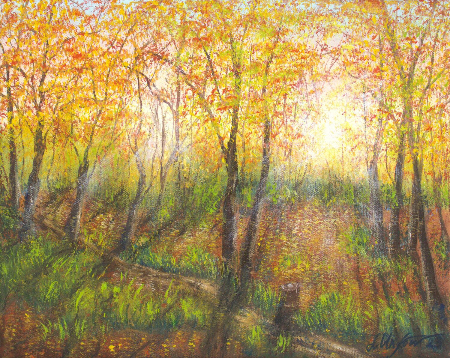 The autumnal forest Ludmilla Ukrow Original painting for sale