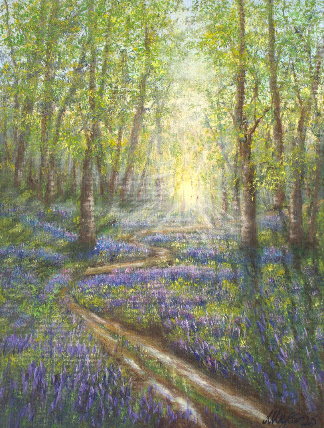 Bluebells forest Ludmilla Ukrow Original painting for sale