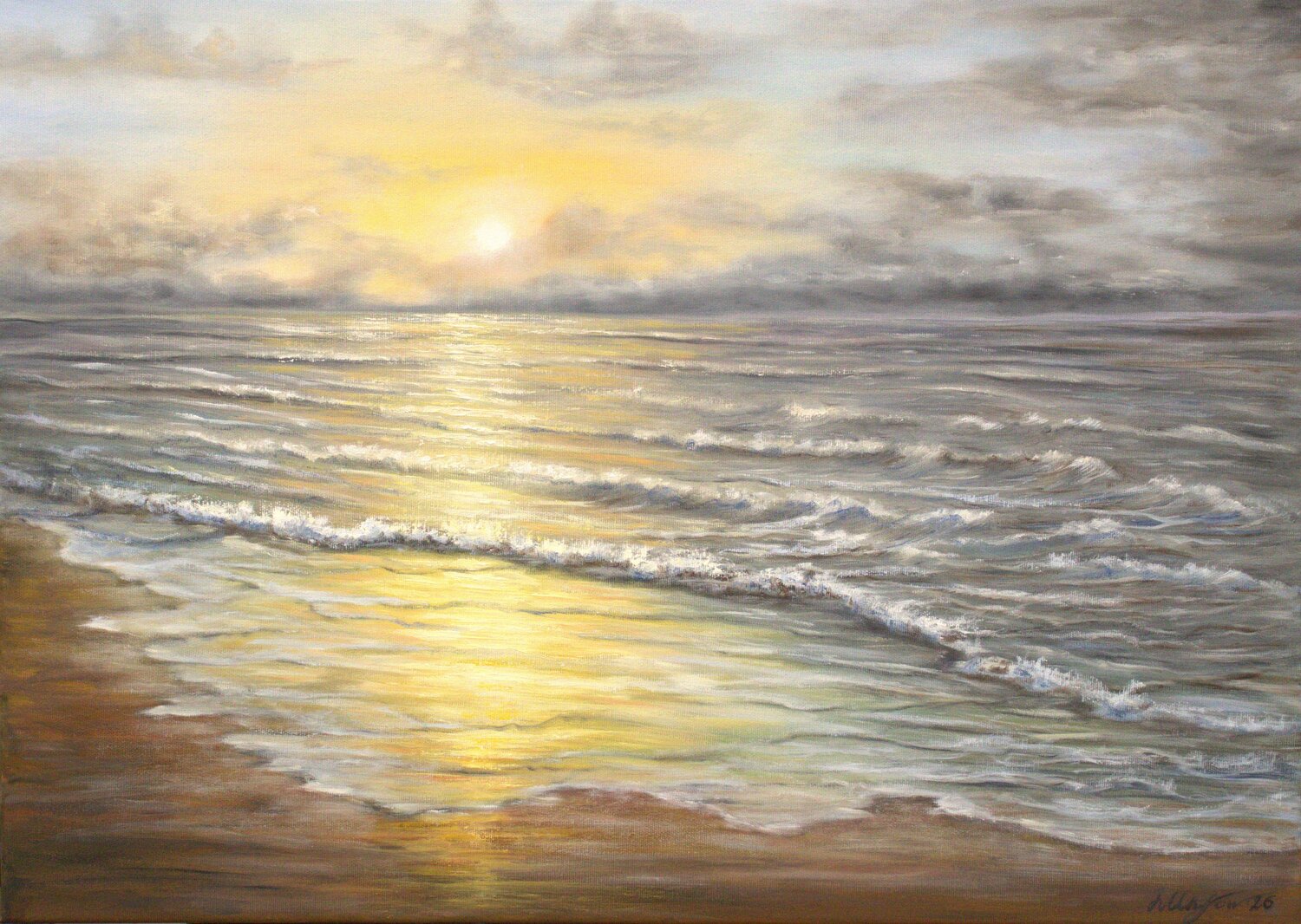 Sunset over sea Ludmilla Ukrow Original painting for sale
