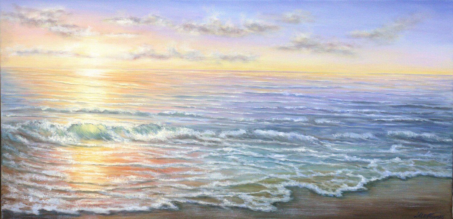 Sunset ocean Ludmilla Ukrow Original painting for sale