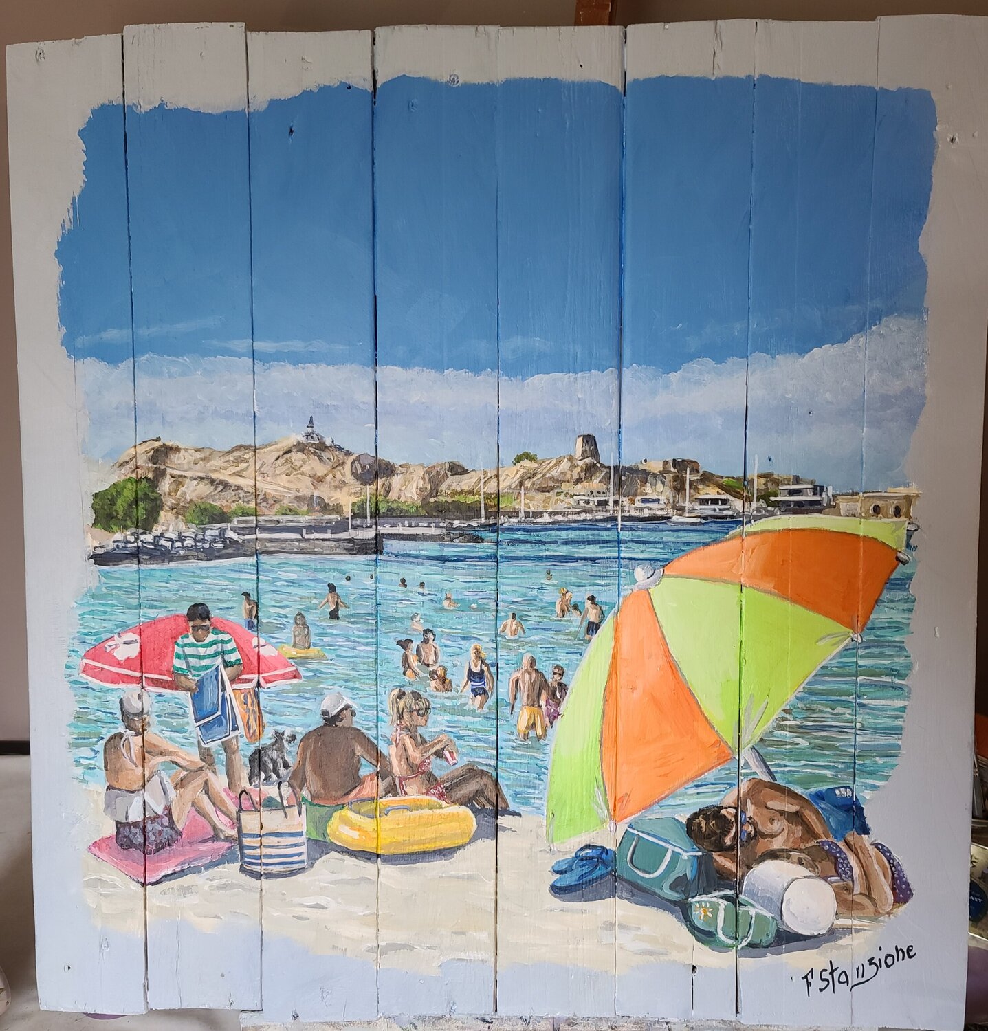 La Plage 3 Francis Stanzione Original painting for sale