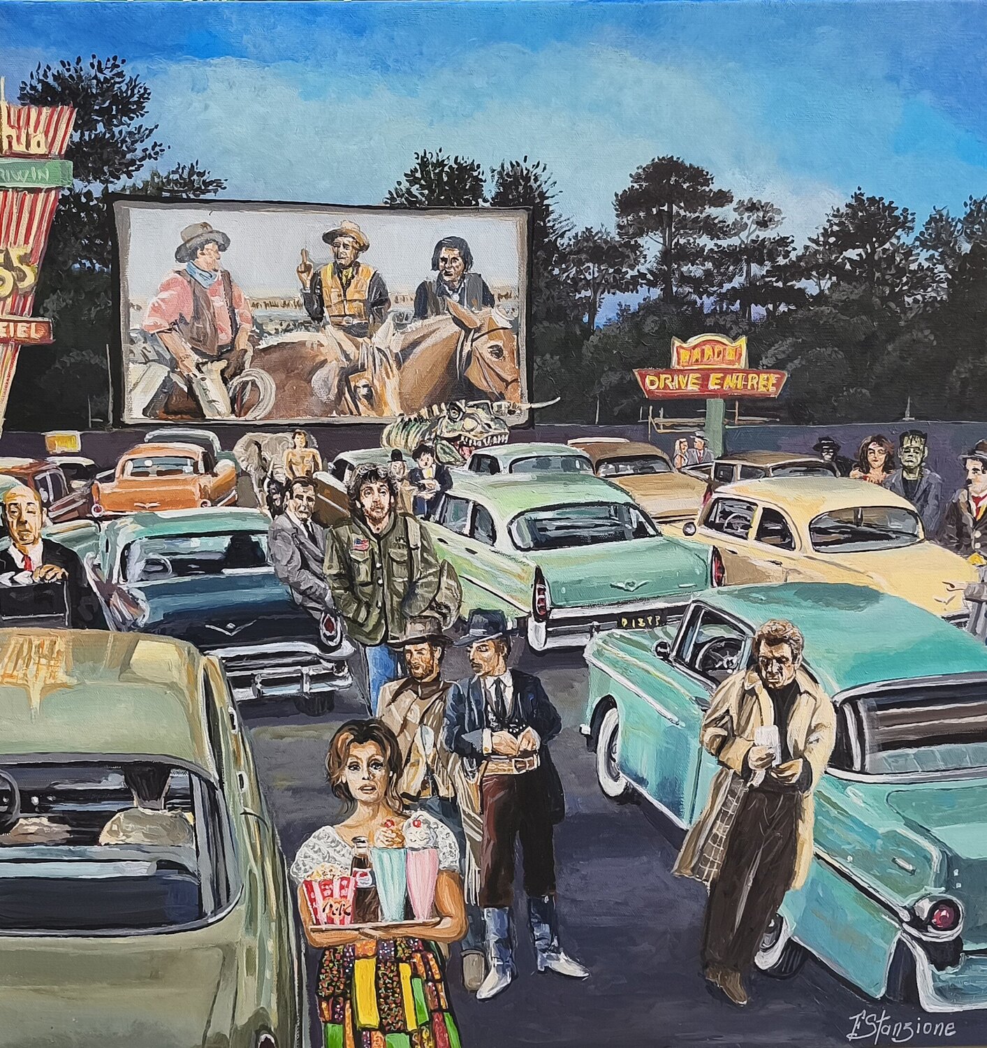 DRIVE IN Francis Stanzione Original painting for sale