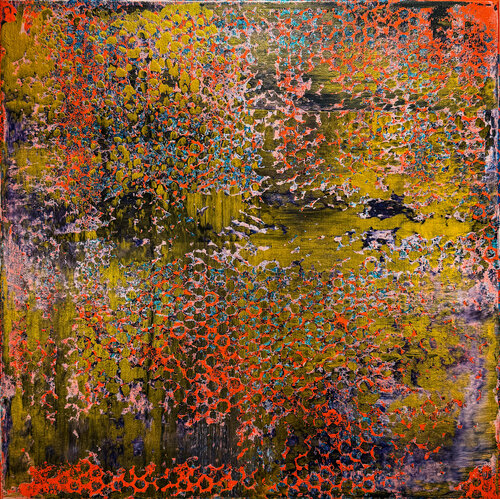 Abstrakt 2503 - "Bubbles on Orange" by Inga Knaak, Painting for Sale on Select