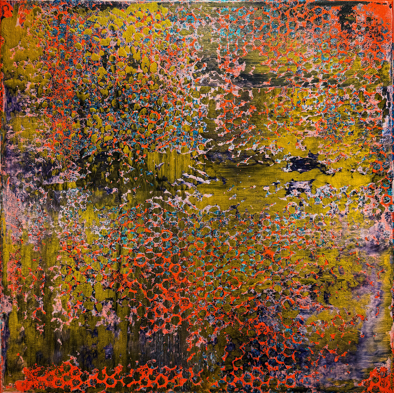 Abstrakt 2503 - "Bubbles on Orange" Inga Knaak Original painting for sale
