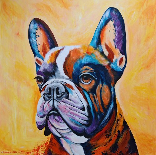 Sunlit Frenchie von Angela Weidner, Malerei kaufen auf Select