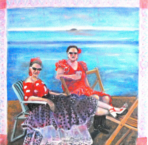 the shoreline of odd stuff: series 8 woman by Nalini Shanthi Cook, Painting for Sale on Select