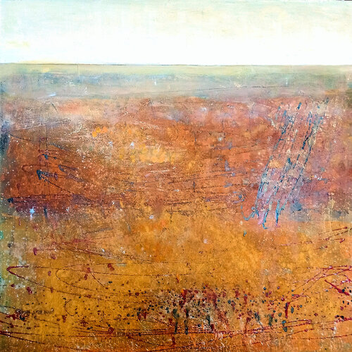 skyline: series2 landscape, ochres by Nalini Shanthi Cook, Painting for Sale on Select