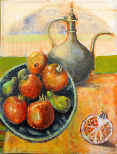 pomegranites: series 9 still life by Nalini Shanthi Cook, Painting for Sale on Select