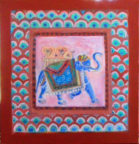 love at first sight: series 5 look East , elephant by Nalini Shanthi Cook, Painting for Sale on Select