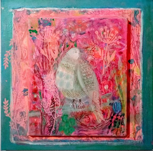 Paloma blanca: series 4 birds by Nalini Shanthi Cook, Painting for Sale on Select