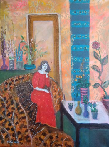 Waiting for tomorrow: series 8  woman by Nalini Shanthi Cook, Painting for Sale on Select