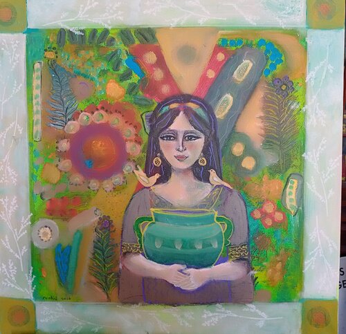 The handmaid's tale: series 3 abstract, woman by Nalini Shanthi Cook, Painting for Sale on Select