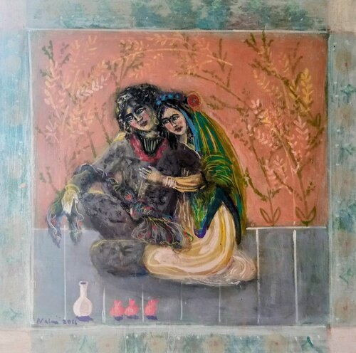 Las dos amigas: series 5 look East, women by Nalini Shanthi Cook, Painting for Sale on Select