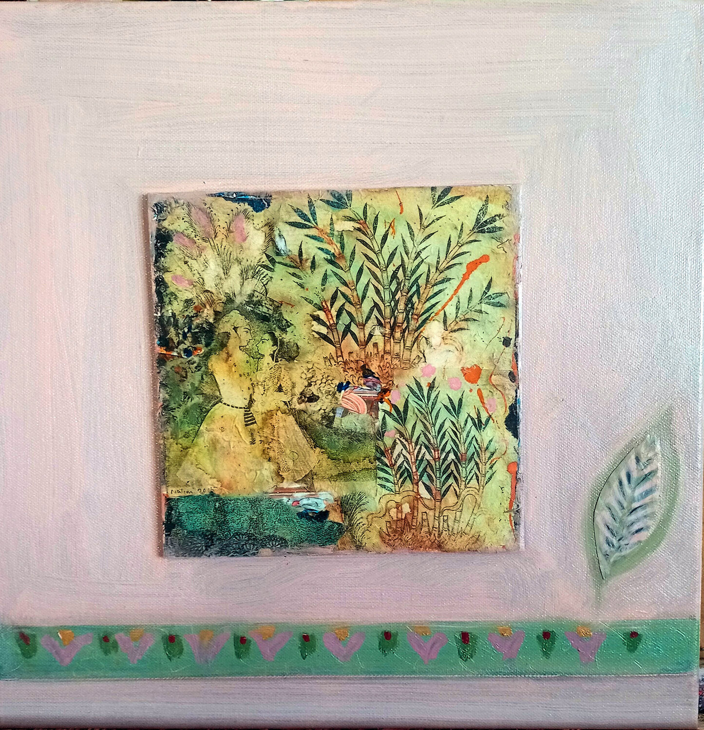 bamboo : series 1 collage Nalini Shanthi Cook Original painting for sale