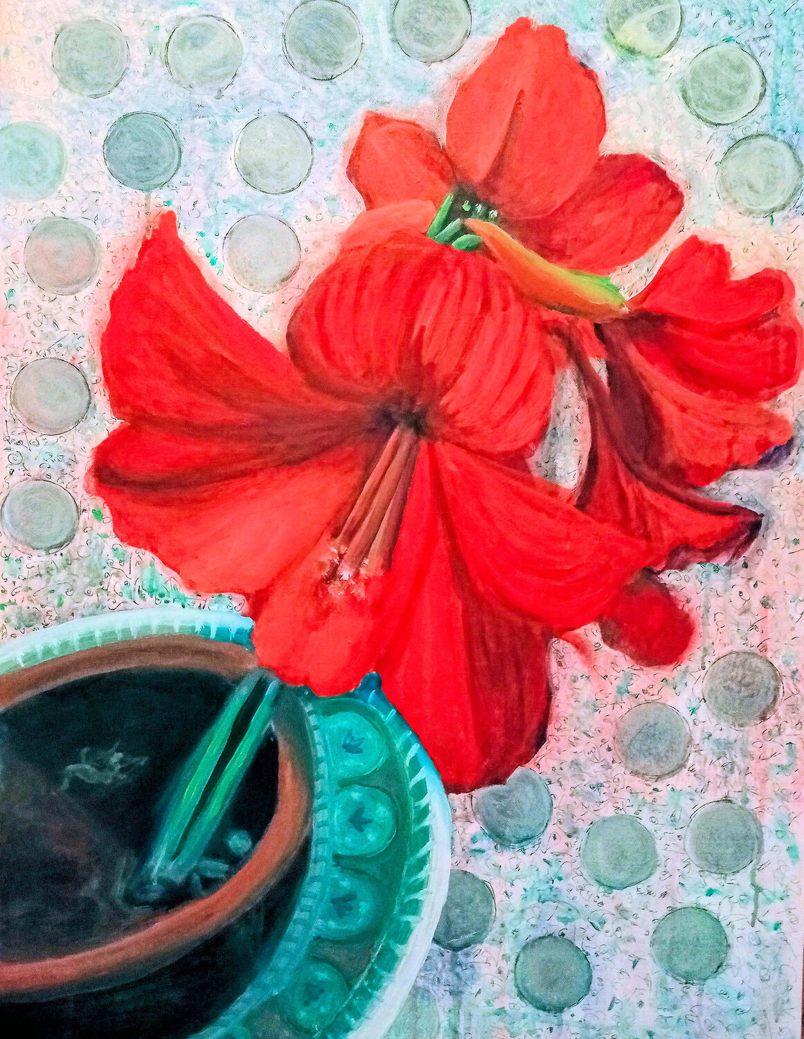 amaryllis: series 9 still life Nalini Shanthi Cook Original painting for sale