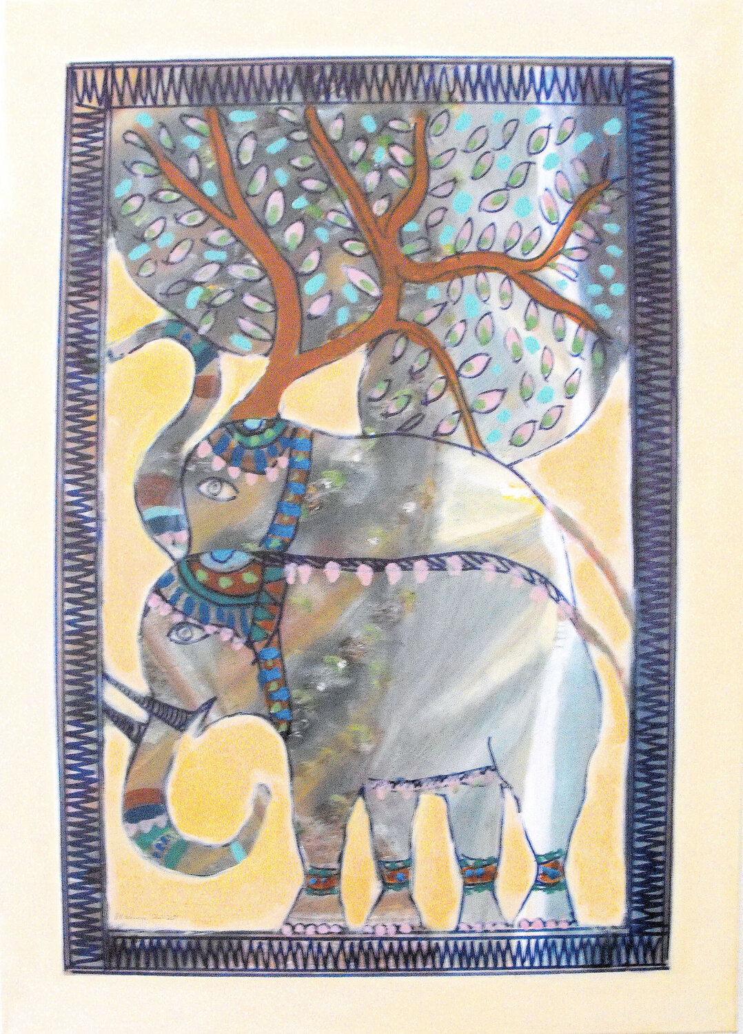 enchanted: series 5 look East, elephant Nalini Shanthi Cook Original painting for sale