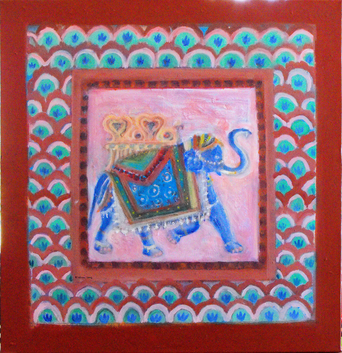love at first sight: series 5 look East , elephant Nalini Shanthi Cook Original painting for sale