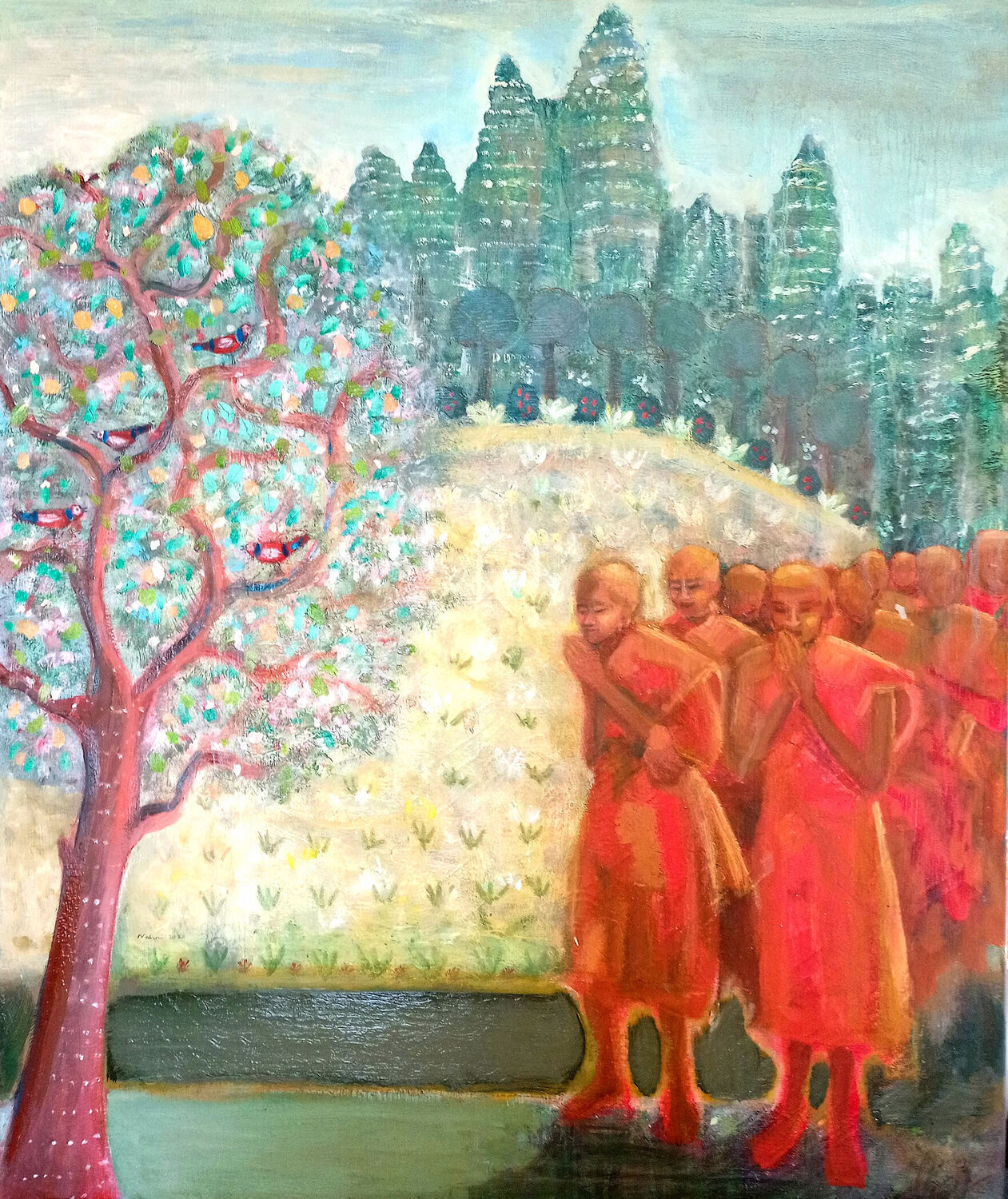 pilgrims: series 5 look East Nalini Shanthi Cook Original painting for sale