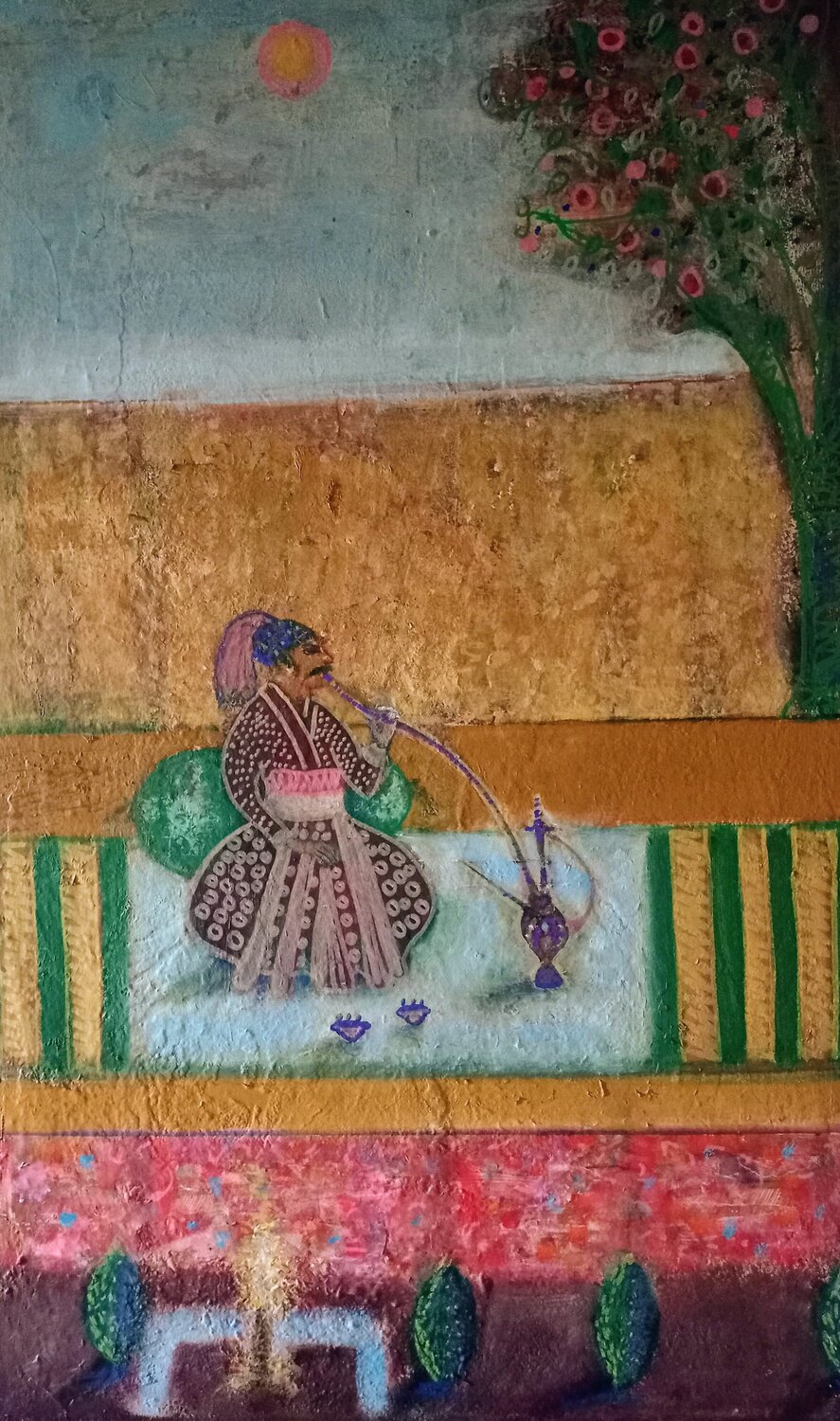 The pipe smoker: series 5 look East Nalini Shanthi Cook Original painting for sale