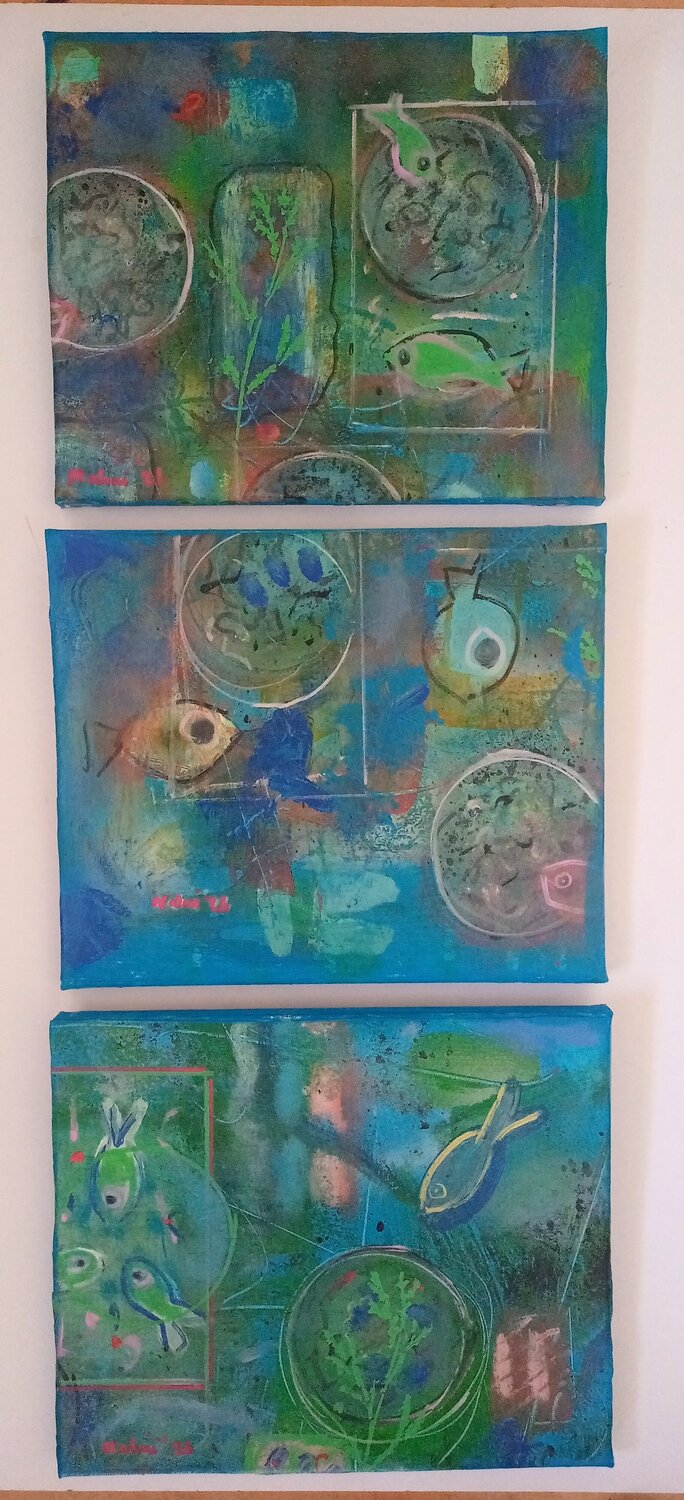 Laguna azul: series 3 abstract Nalini Shanthi Cook Original painting for sale