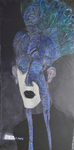 De Blauwe Pauw by Steffen Mertens, Painting for Sale on Select