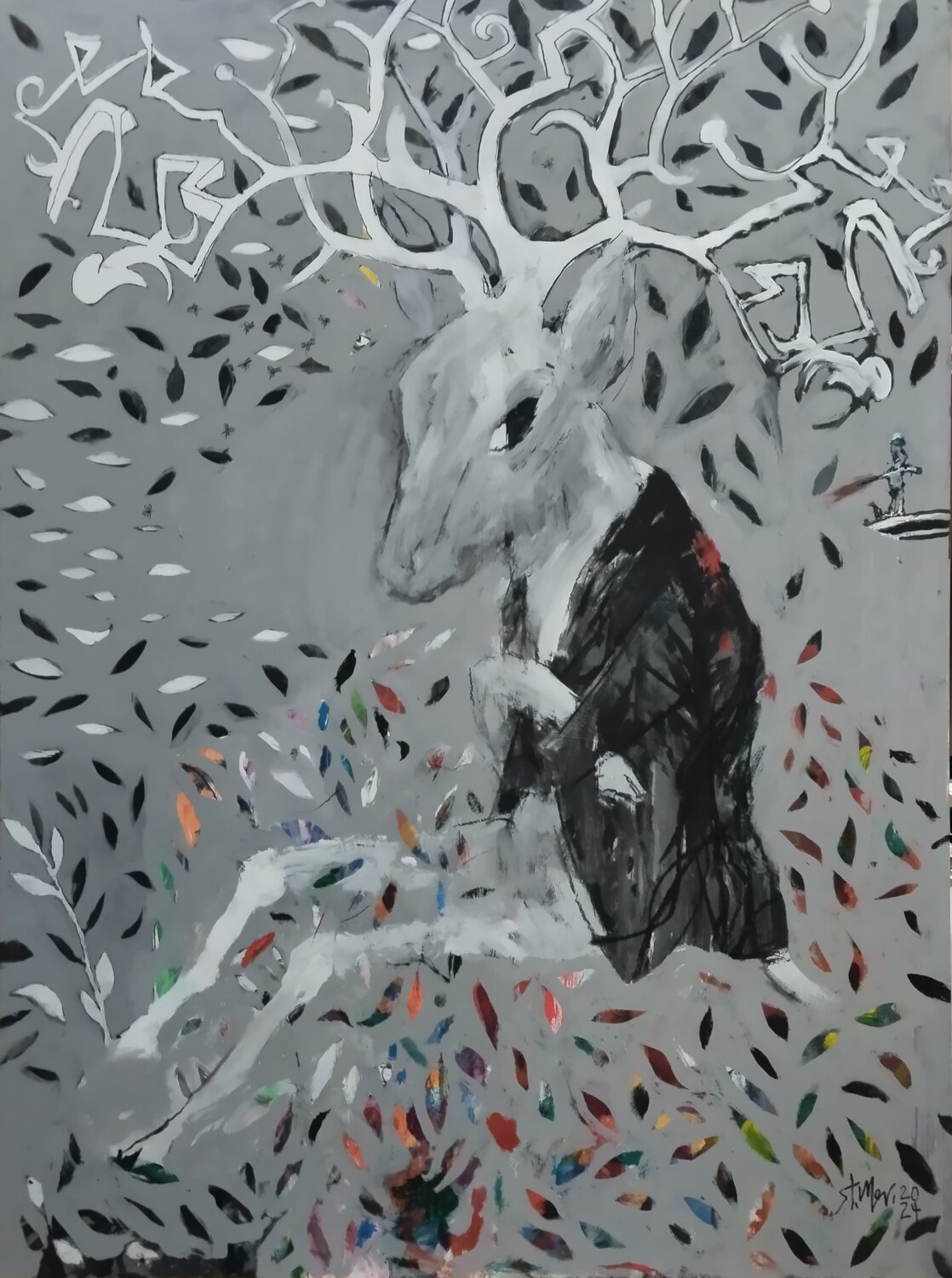 Der weiße Hirsch Steffen Mertens Original painting for sale