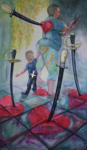 Five of Swords by Velta Emīlija Platupe, Painting for Sale on Select