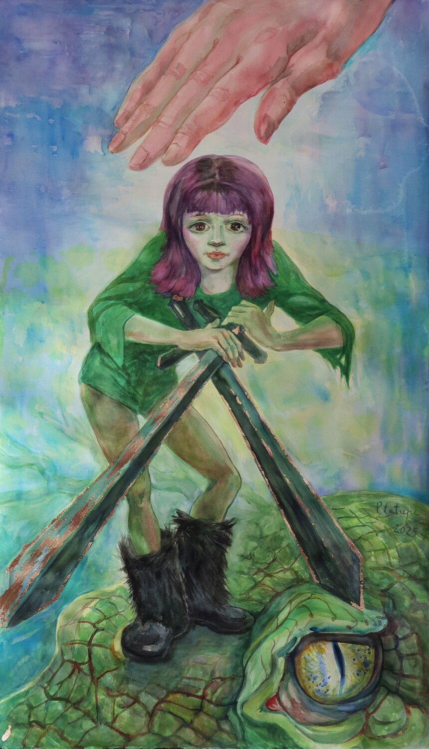 Two of Swords Velta Emīlija Platupe Original painting for sale