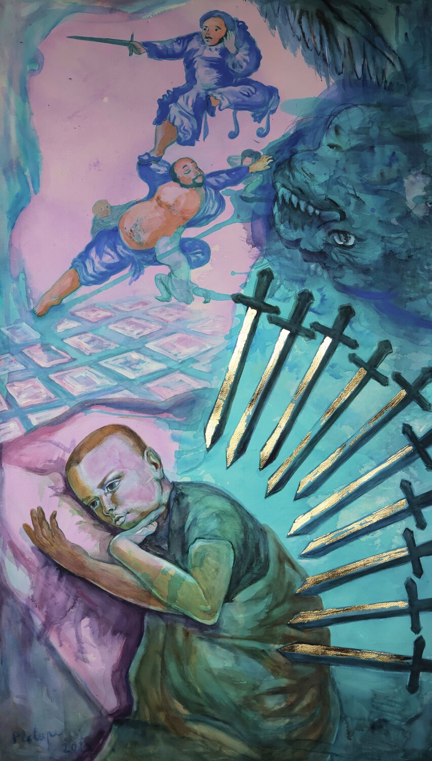 Ten of Swords Velta Emīlija Platupe Original painting for sale