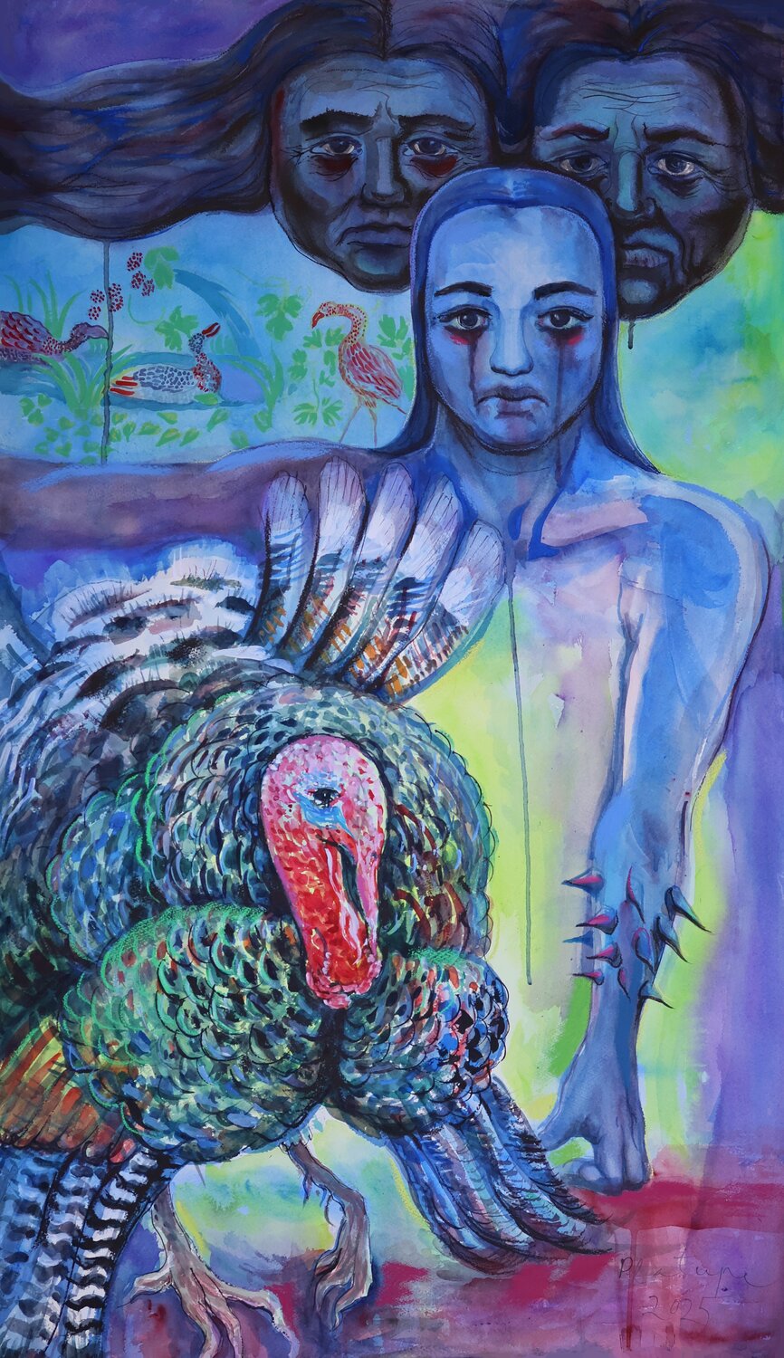 Three of Pentacles Velta Emīlija Platupe Original painting for sale