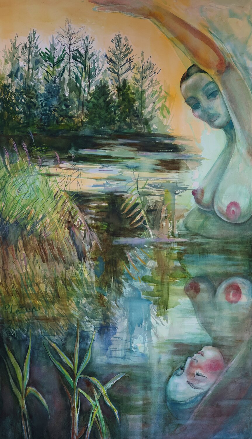 Two of Pentacles Velta Emīlija Platupe Original painting for sale