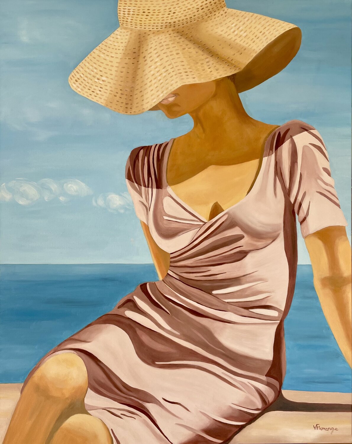 L'élégante Virginie MONANGE Original painting for sale
