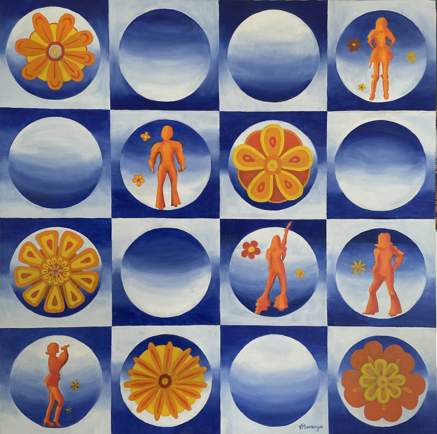 Seventies Virginie MONANGE Original painting for sale