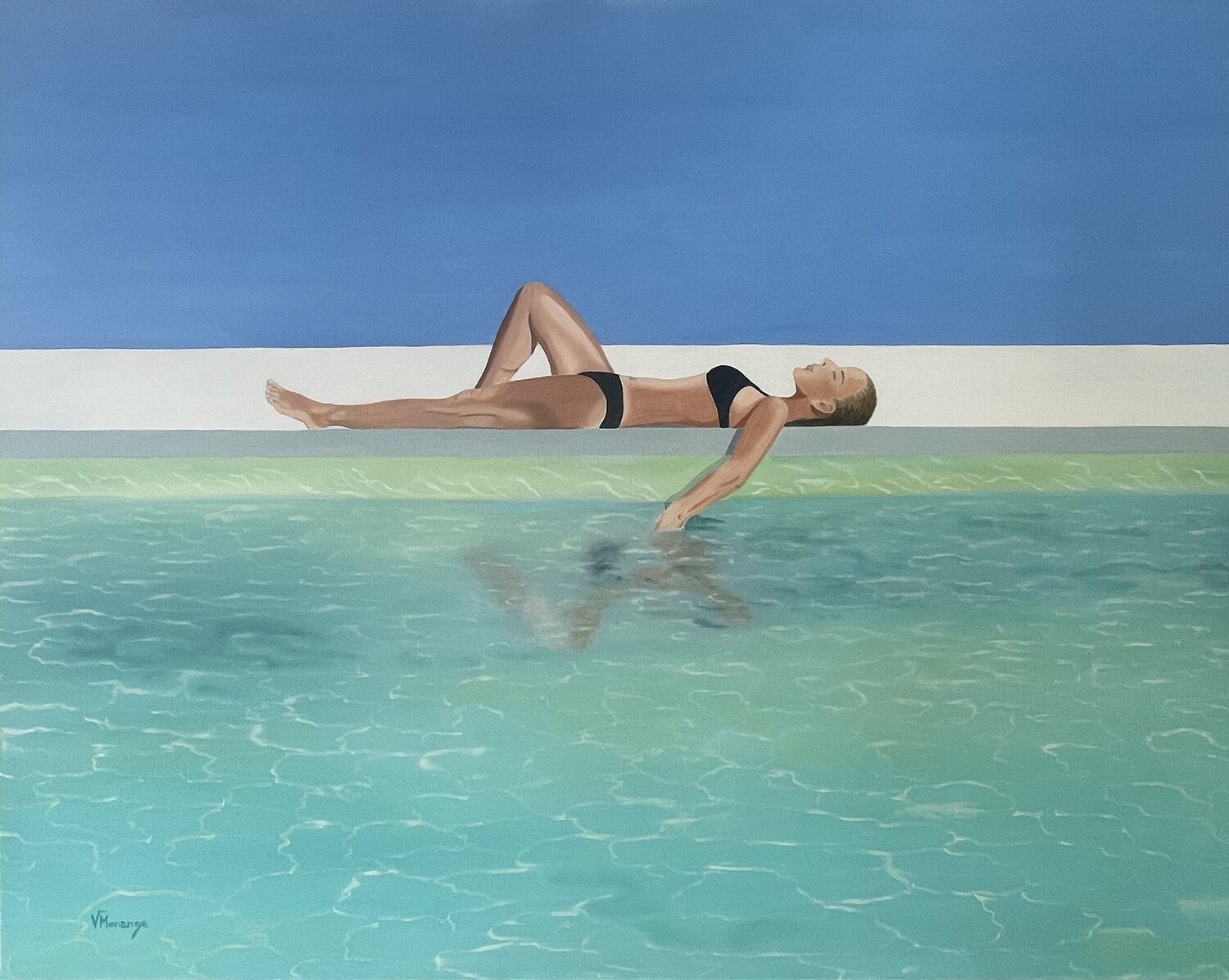 The swimming pool Virginie MONANGE Originalgemälde zu verkaufen
