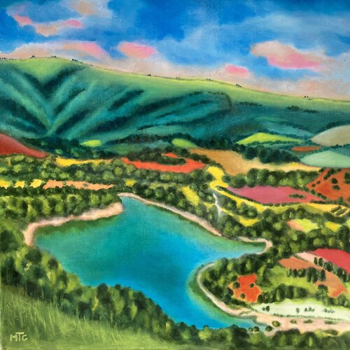 The colors of the lake by Maria Teresa Cristini, Painting for Sale on Select