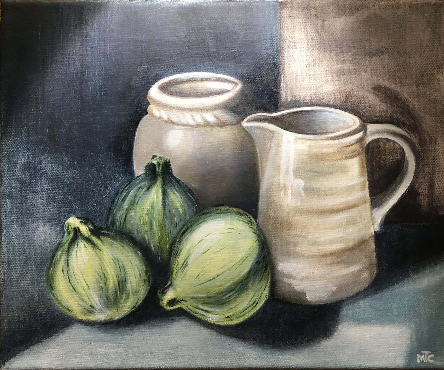 Zucchine tonde Maria Teresa Cristini Original painting for sale