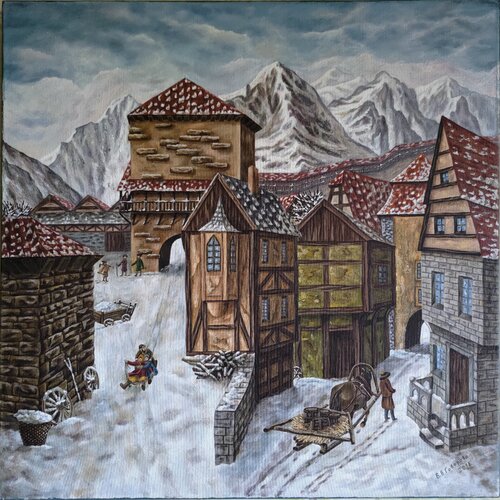 Medieval City. Winter by Valerija Govorova, Painting for Sale on Select