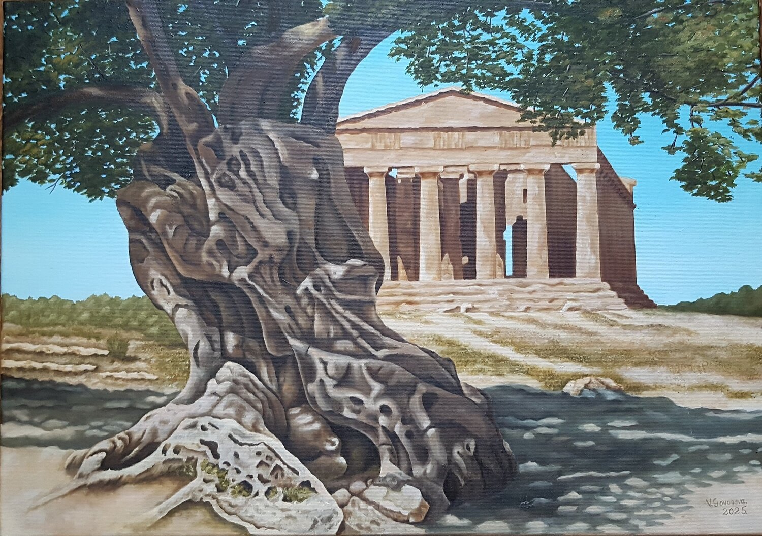 Temple of Concord in Agrigento Valerija Govorova Original painting for sale
