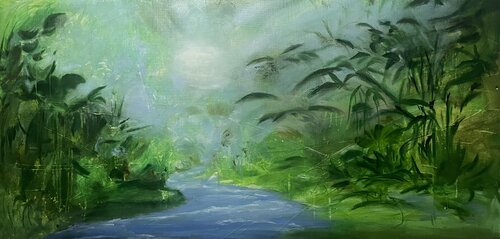 Large Jungle Abstract Painting – Immersive Contemporary Nature Art by Johanna Lisa, Painting for Sale on Select