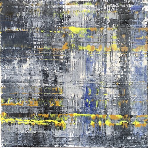 Kristallines blau-gelb-schwarz by Heike Kirsch, Painting for Sale on Select