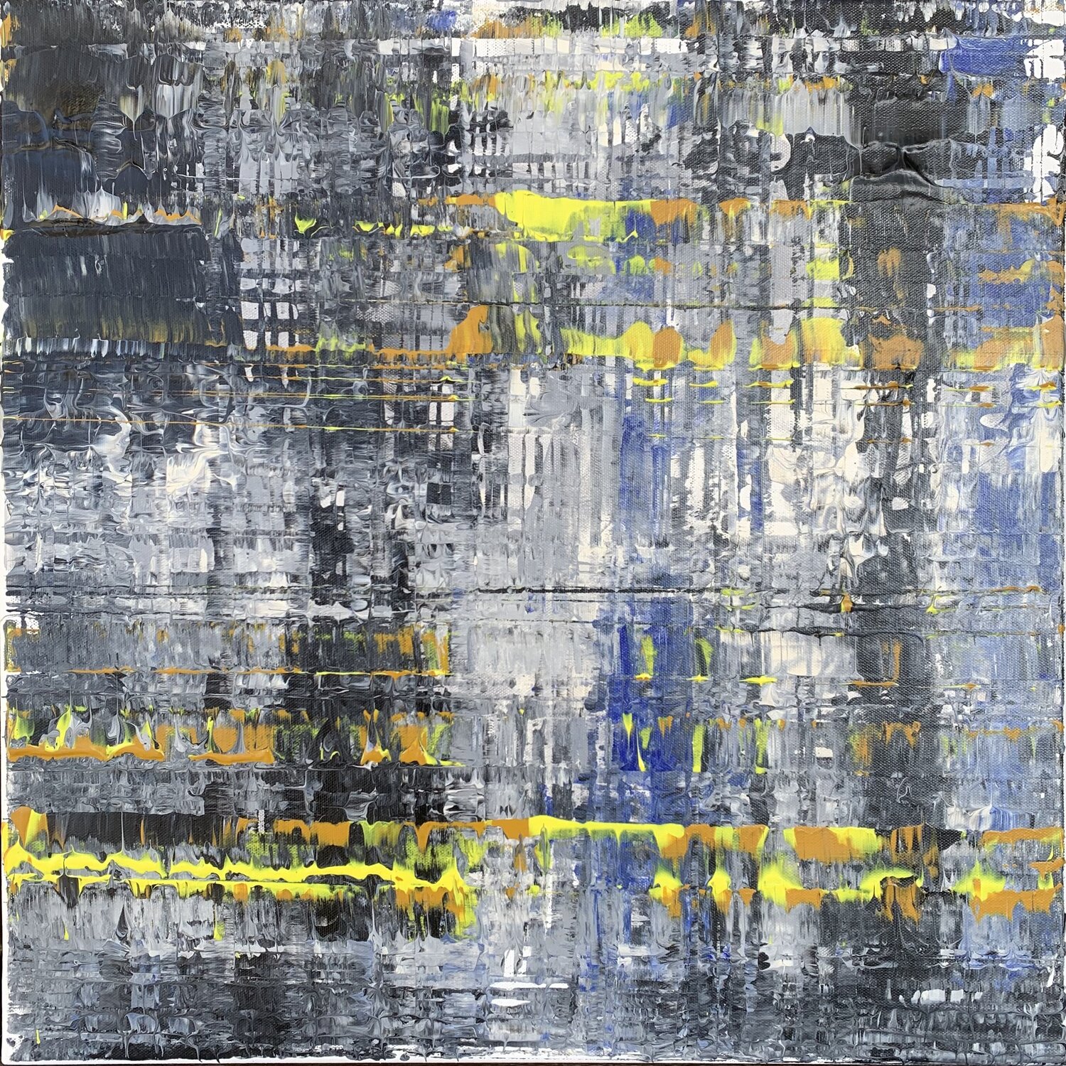 Kristallines blau-gelb-schwarz Heike Kirsch Original painting for sale