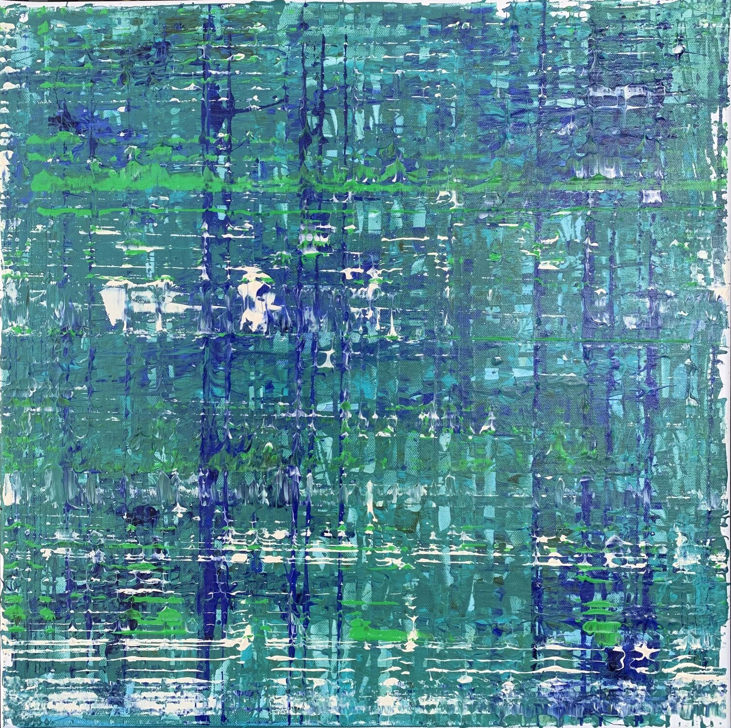 Kristallines blau-grün Heike Kirsch Original painting for sale