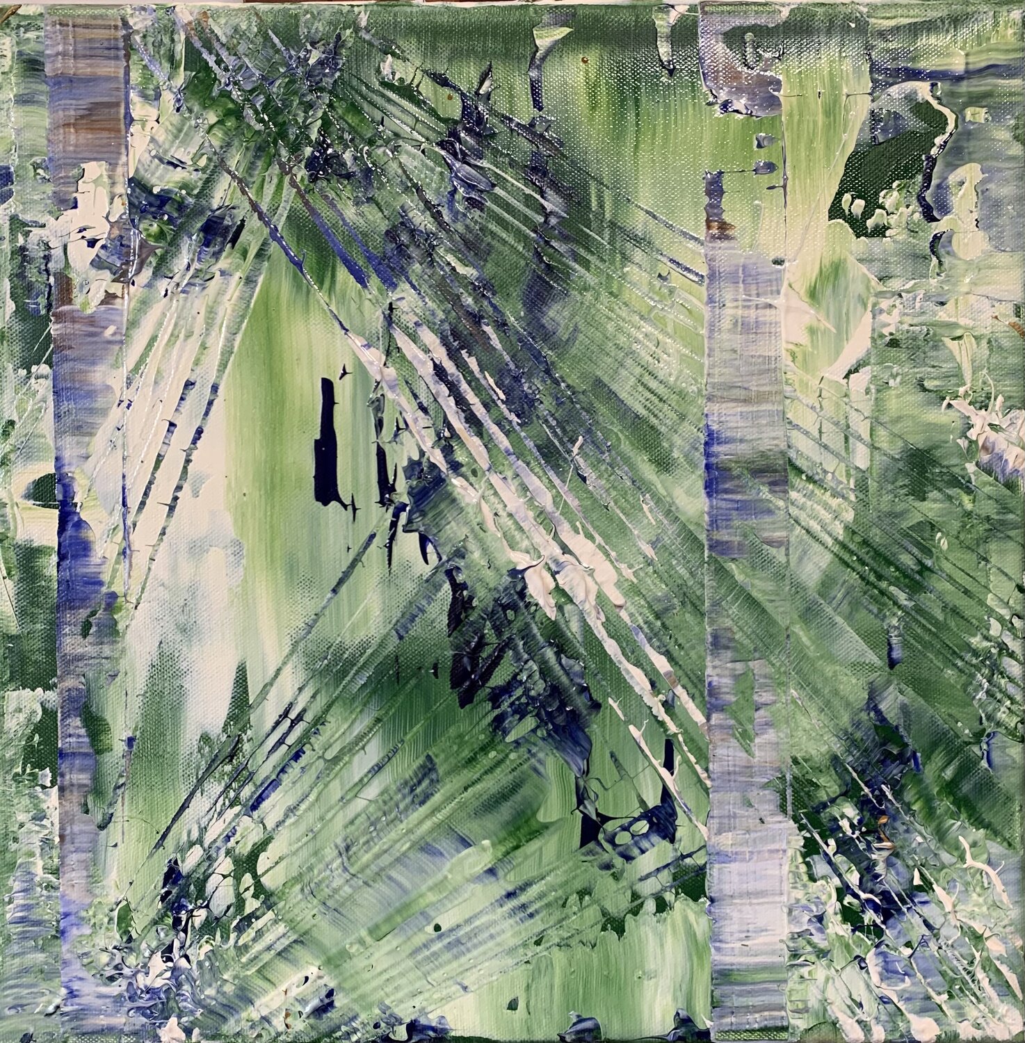 Diagonales Grün Heike Kirsch Original painting for sale