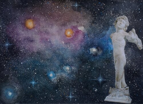 Arciere Cosmico - Michelangelo by Paolo Mori, Painting for Sale on Select