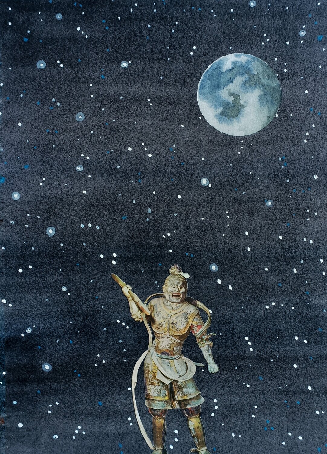 Moon warrior Paolo Mori Original painting for sale