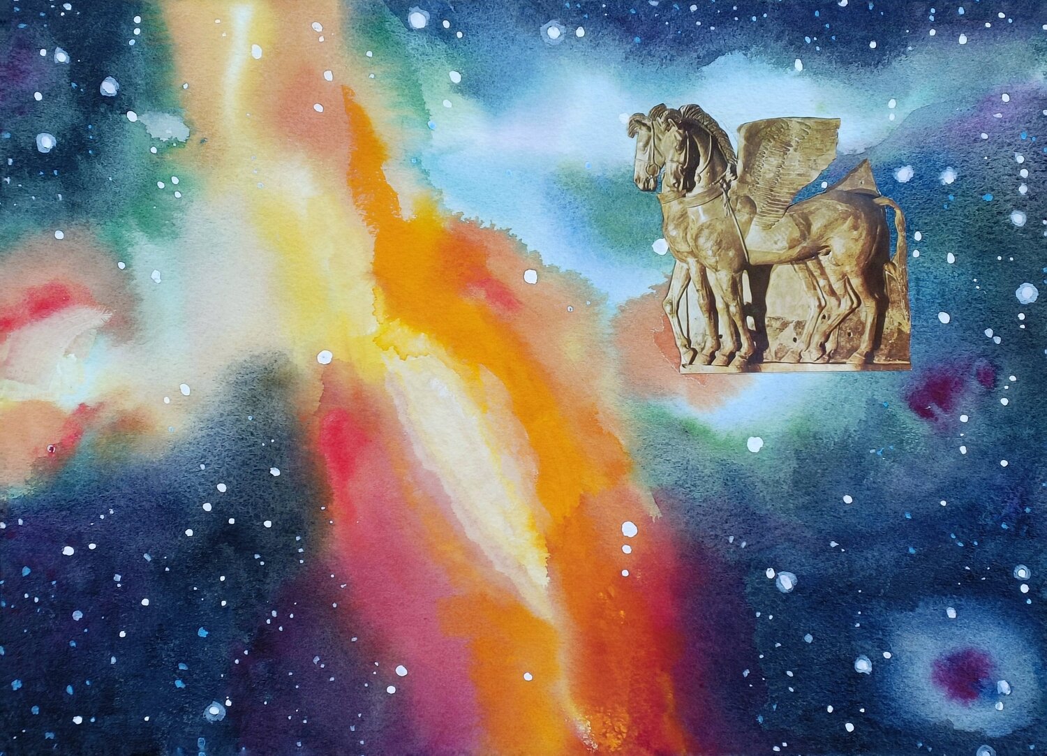 I cavalli alati di Orione Paolo Mori Original painting for sale